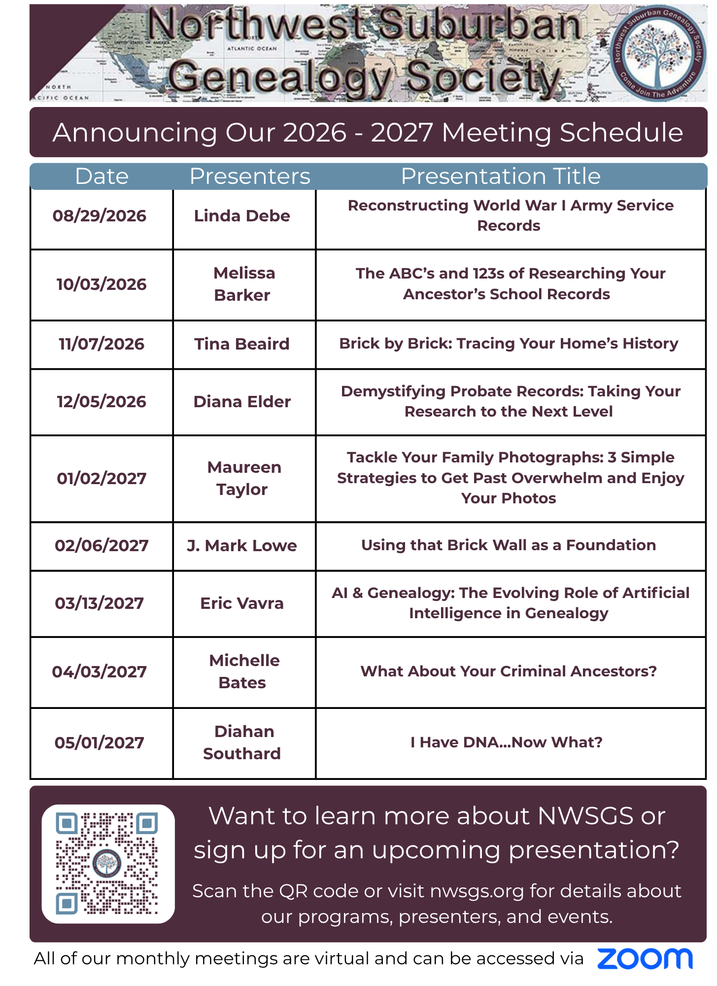 Announcing Our 2026 - 2027 Meeting Schedule (11 x 8 in)